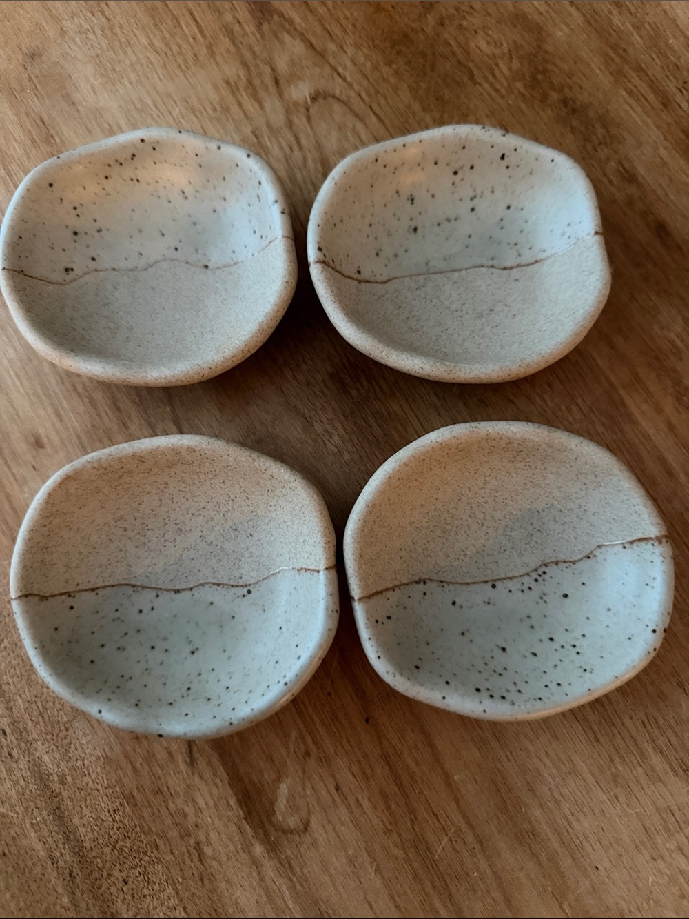 Butter Pats Pinch Bowls - Speckled Cream Set of 4. 3”
